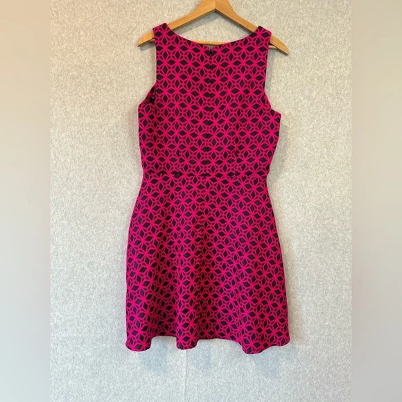 Maison Jules Geometric Pink and Black A-Line Mini Dress Women's Size Large U0760 - Picture 11 of 13